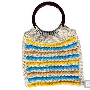 Handmade Tote bag, Crochet Bag, Knitted Bag, Colorful Woven Bag,